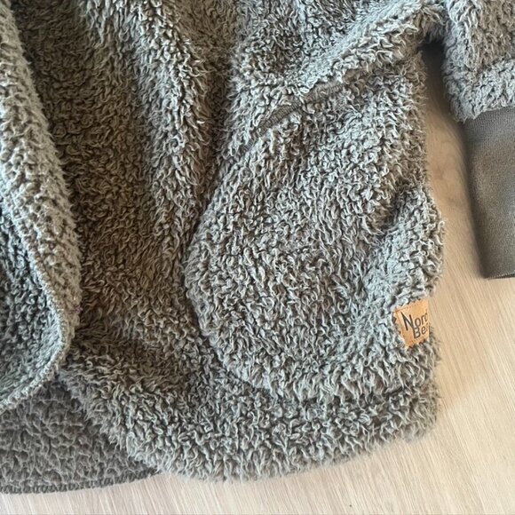 Nordic Beach Olive green teddy coat fuzzy jacket sweater OS - Picture 3 of 11